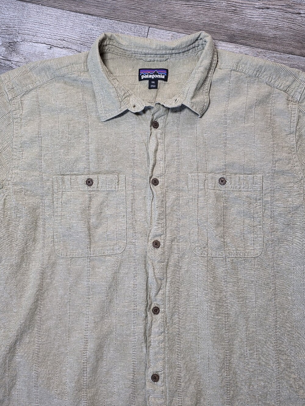 Patagonia Men's Back Step Dobby Weave Hemp Blend SS Button-down Shirt Sz XXL